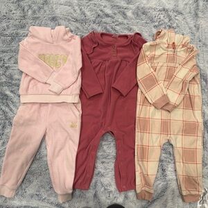 Lot of 3 Toddler Girl Cozy Outfits Juicy Couture and Carters Bundle
